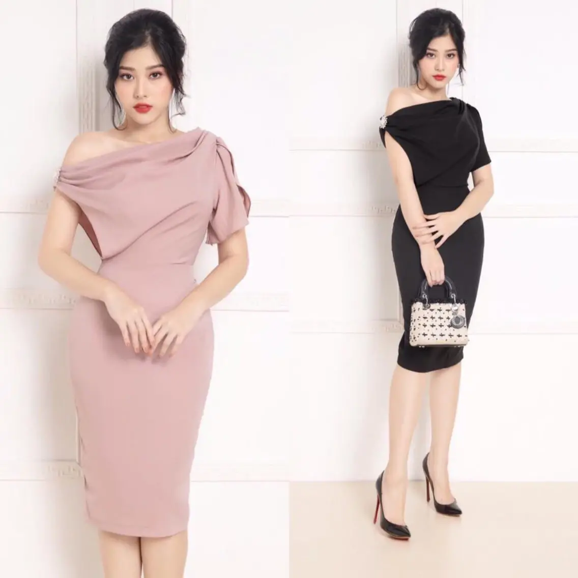 Đầm lệch vai - những mẫu váy đẹp sang chảnh